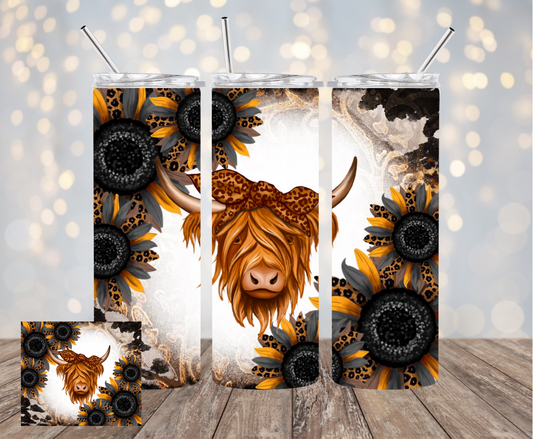 Highland Cow of Sunflowers